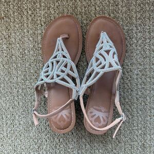 Fergalicious by Fergie Crystal Embellished Stacked Wedge Sandals Size 7